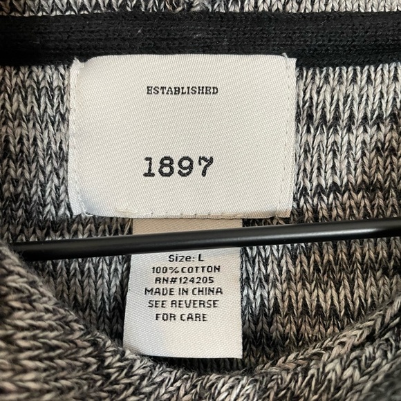 1897 Mens Hooded Knit Sweater Black & White Marbled Size Large Bohemian Boho - Picture 8 of 9